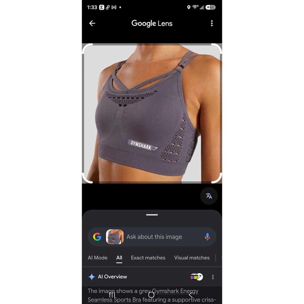Gymshark Energy Seamless Crossback Sports Bra Gray Adjustable Straps Size S